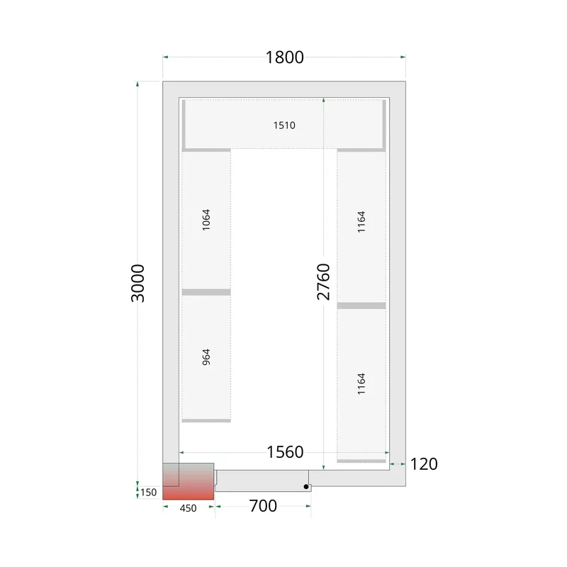 Panneaux de chambre froide 120 mm - TEFCOLD - CR-180X300X220-44151