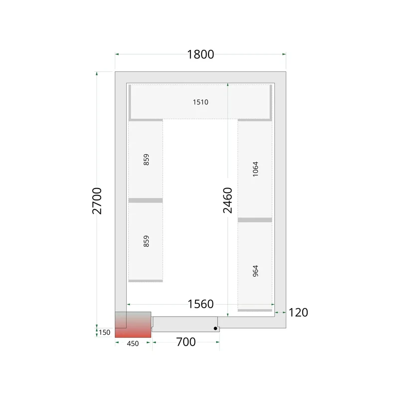 Panneaux de chambre froide 120 mm - TEFCOLD - CR-180X270X220-44150