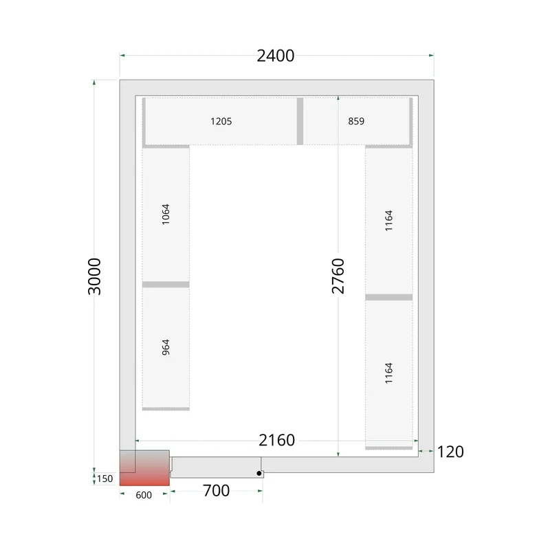 Panneaux de chambre froide 120 mm - TEFCOLD - CR-240X300X220-44158