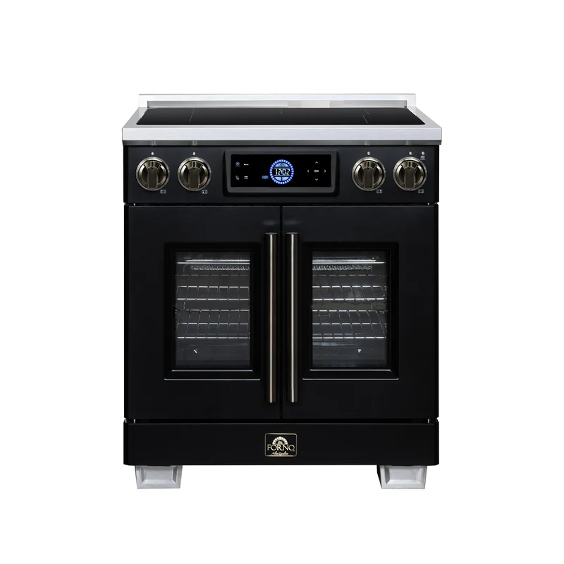 Maximus 30-Inch Induction range, French Door, 4 Cooking Zones, 4.32 cf. Convection Oven, Air Sous Vide, Air Fry Basket, Black