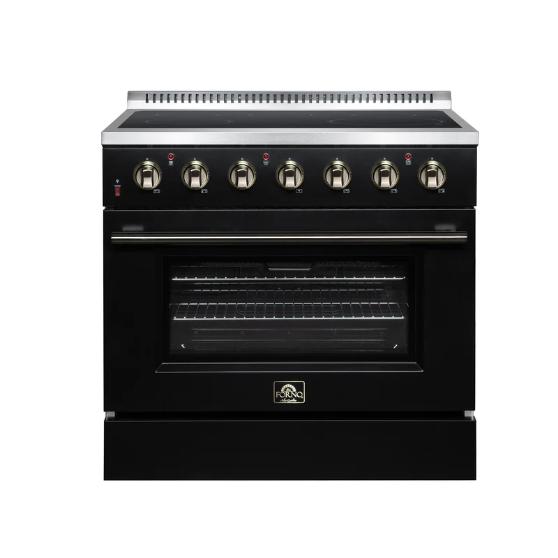 Galiano 36 Inch Freestanding Electric range, 5 radiant burners, 5.36 cf. True Convection oven, Air fryer kit, Black