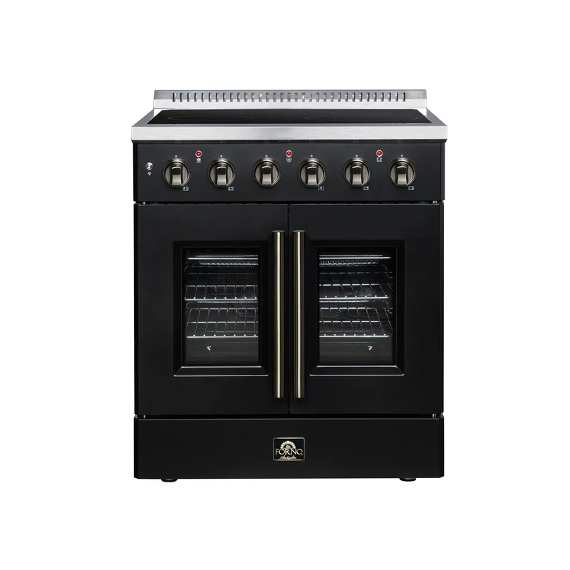 Galiano 30 Inch French Door Electric range, 4 radiant burners, 4.32 cf. True Convection oven, Air fryer kit, Black