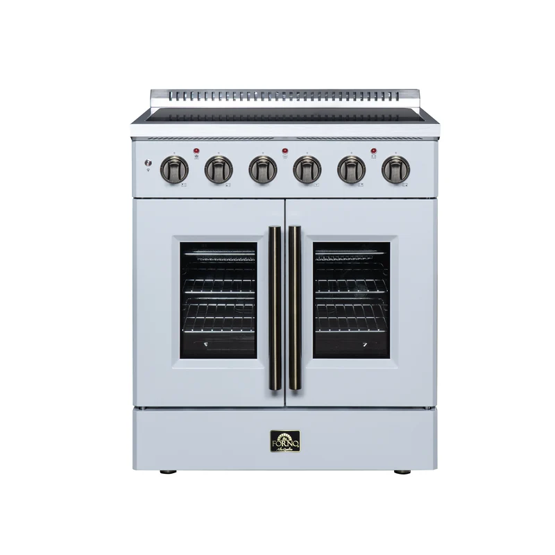 Galiano 30 Inch French Door Electric range, 4 radiant burners, 4.32 cf. True Convection oven, Air fryer kit, White