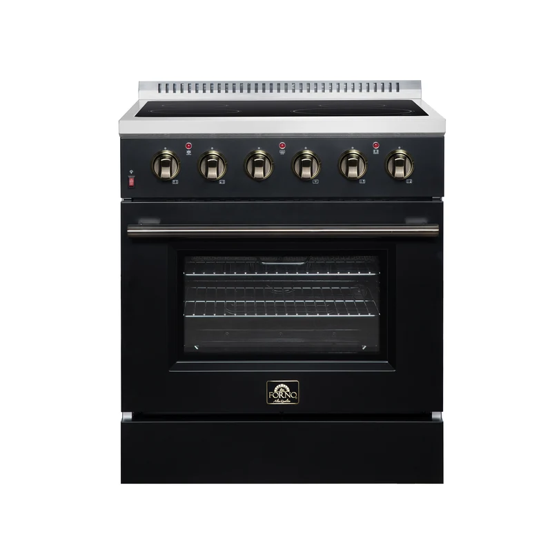 Galiano 30 Inch Freestanding Electric range, 4 radiant burners, 4.32 cf. True Convection oven, Air fryer kit, Black