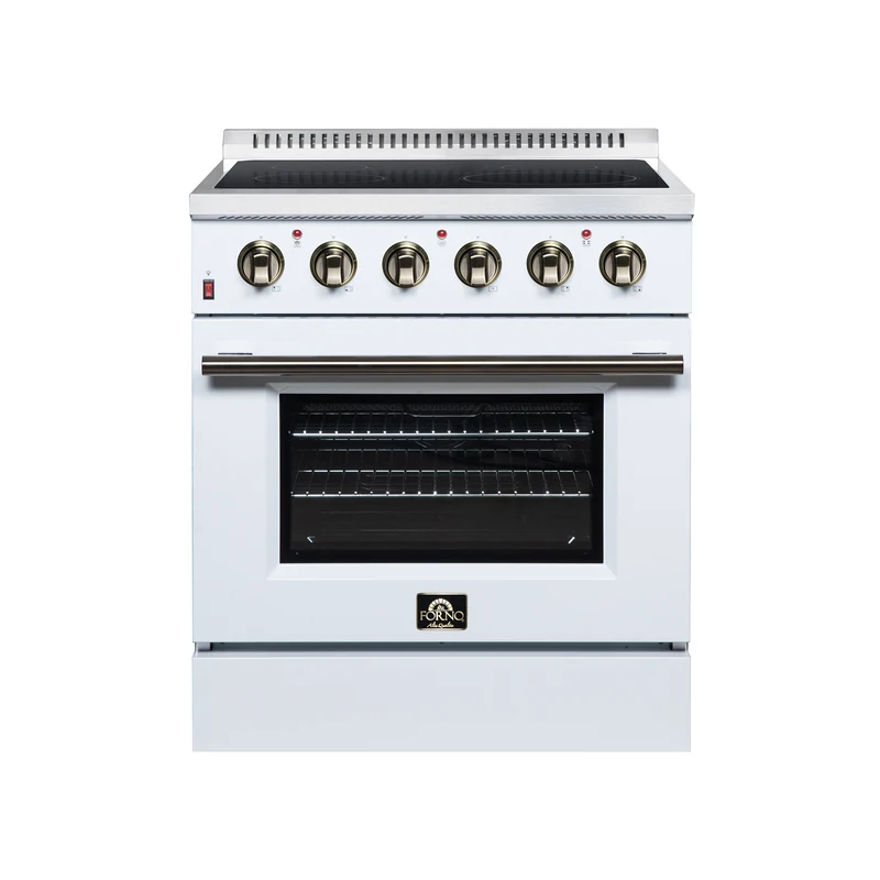 Galiano 30 Inch Freestanding Electric range, 4 radiant burners, 4.32 cf. True Convection oven, Air fryer kit, White