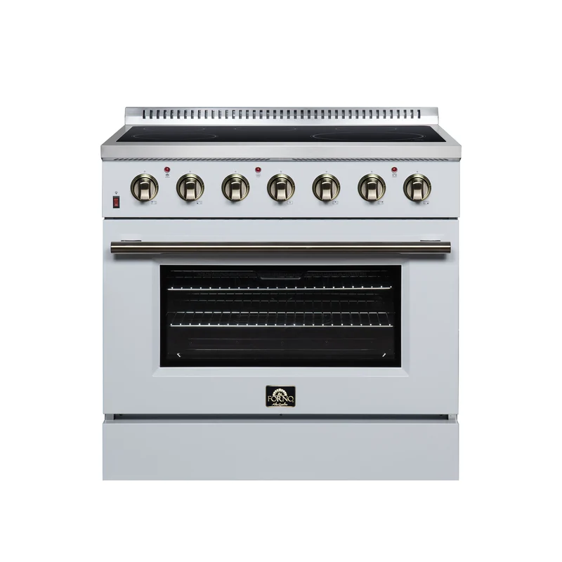 Galiano 36 Inch Freestanding Electric range, 5 radiant burners, 5.36 cf. True Convection oven, Air fryer kit, White