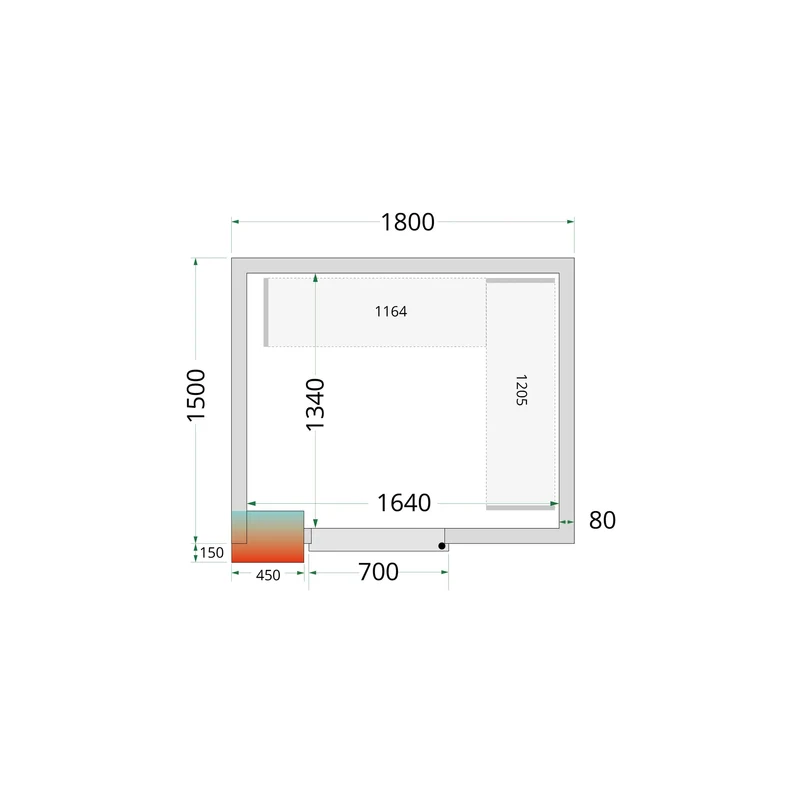 Panneaux de chambre froide 80 mm - TEFCOLD - CR-180X150X212-NF-44361