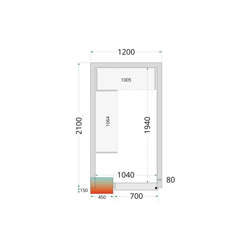 Panneaux de chambre froide 80 mm - TEFCOLD - CR-120X210X212-NF-44036