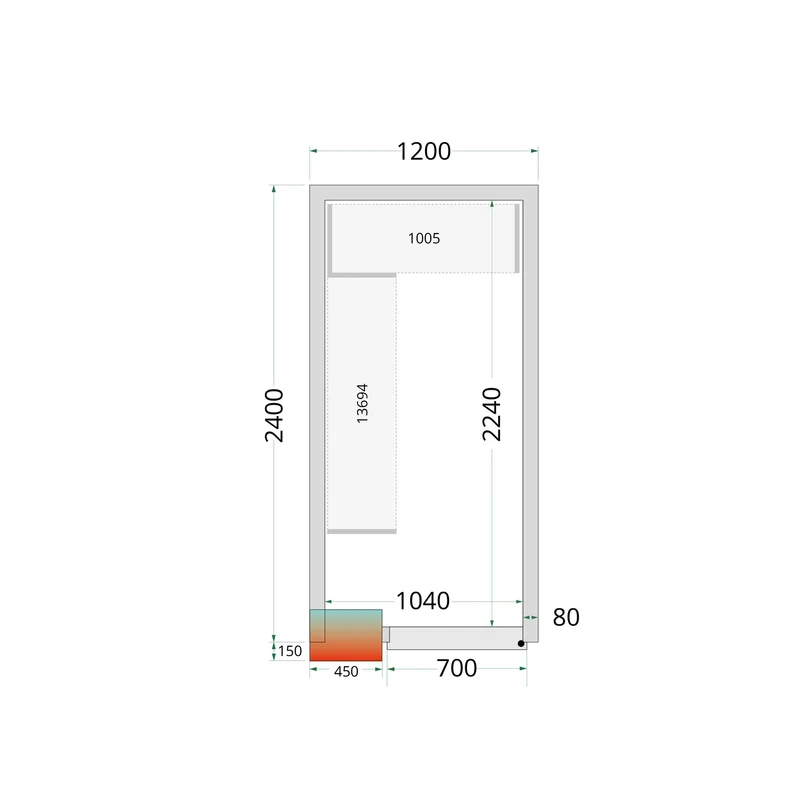 Panneaux de chambre froide 80 mm - TEFCOLD - CR-120X240X212-NF-44038