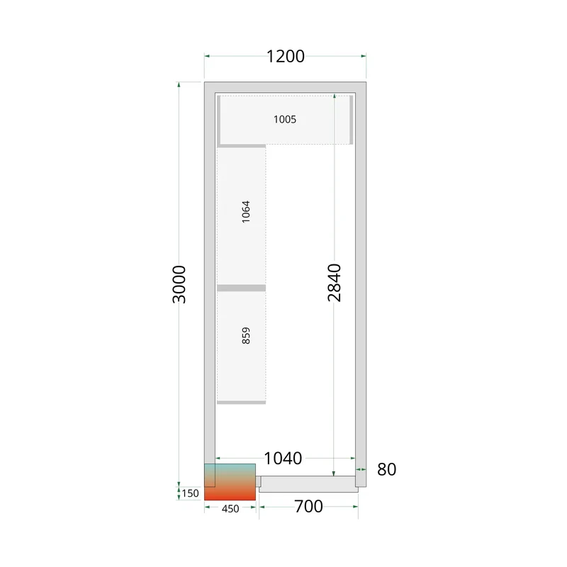 Panneaux de chambre froide 80 mm - TEFCOLD - CR-120X300X220-44041