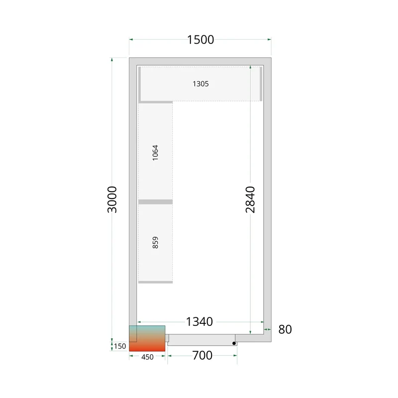 Panneaux de chambre froide 80 mm - TEFCOLD - CR-150X300X220-44070