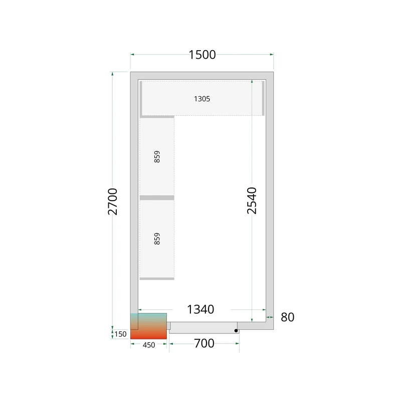 Panneaux de chambre froide 80 mm - TEFCOLD - CR-150X270X212-NF-44069