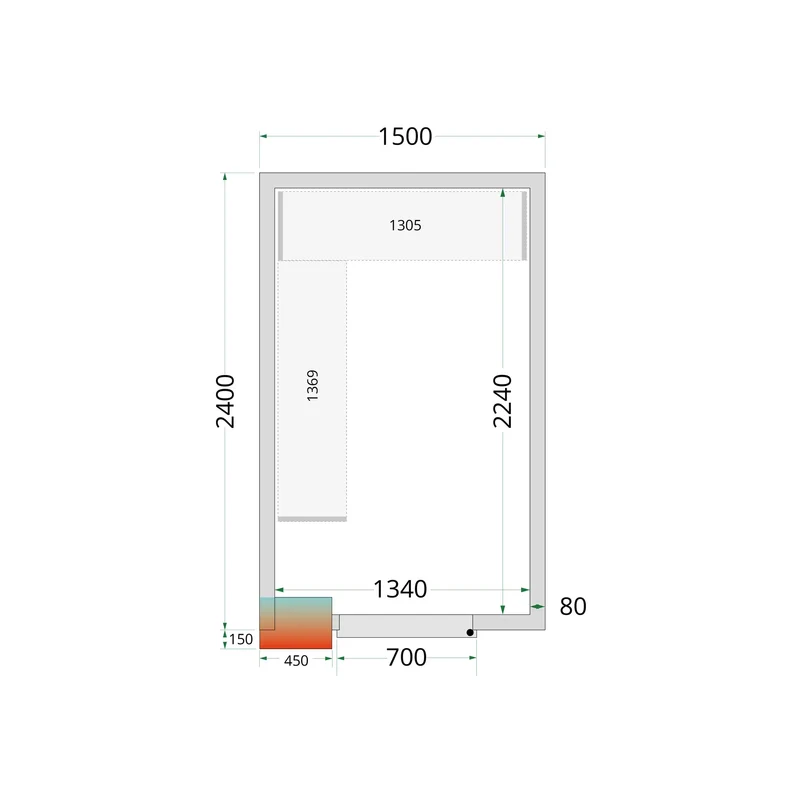 Panneaux de chambre froide 80 mm - TEFCOLD - CR-150X240X212-NF-44067