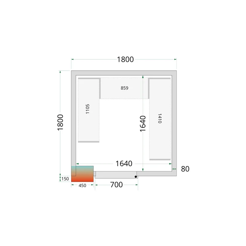 Panneaux de chambre froide 80 mm - TEFCOLD - CR-180X180X212-NF-44073
