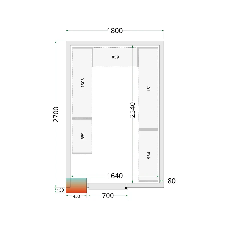 Panneaux de chambre froide 80 mm - TEFCOLD - CR-180X270X212-NF-44079