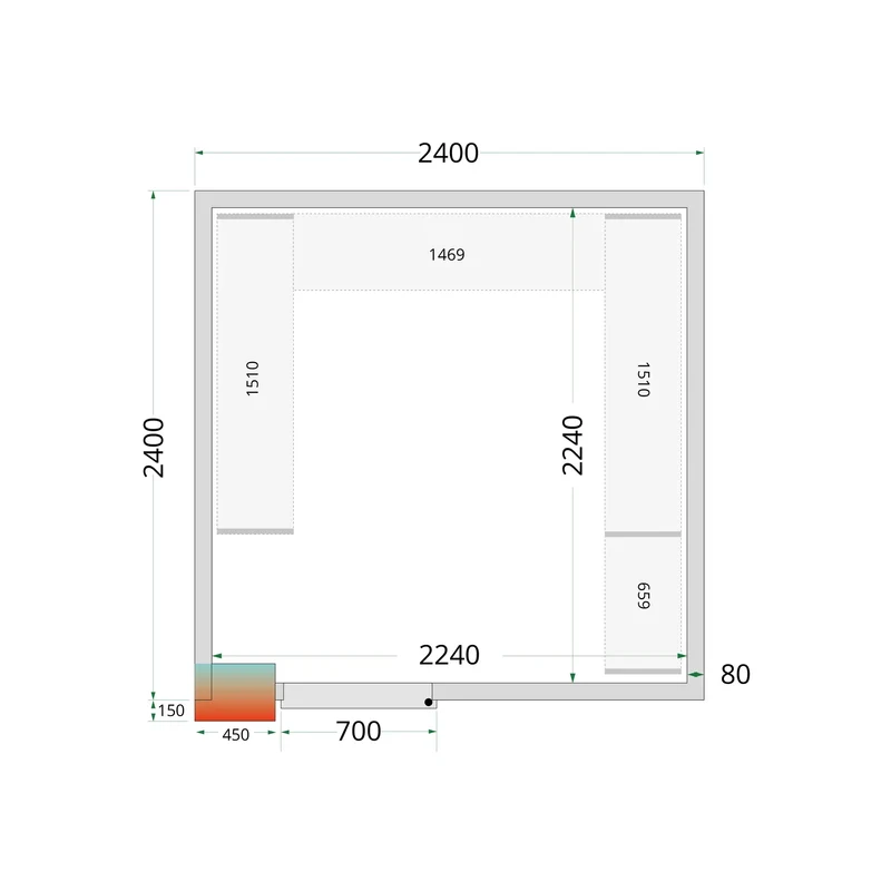 Panneaux de chambre froide 80 mm - TEFCOLD - CR-240X240X220-44087