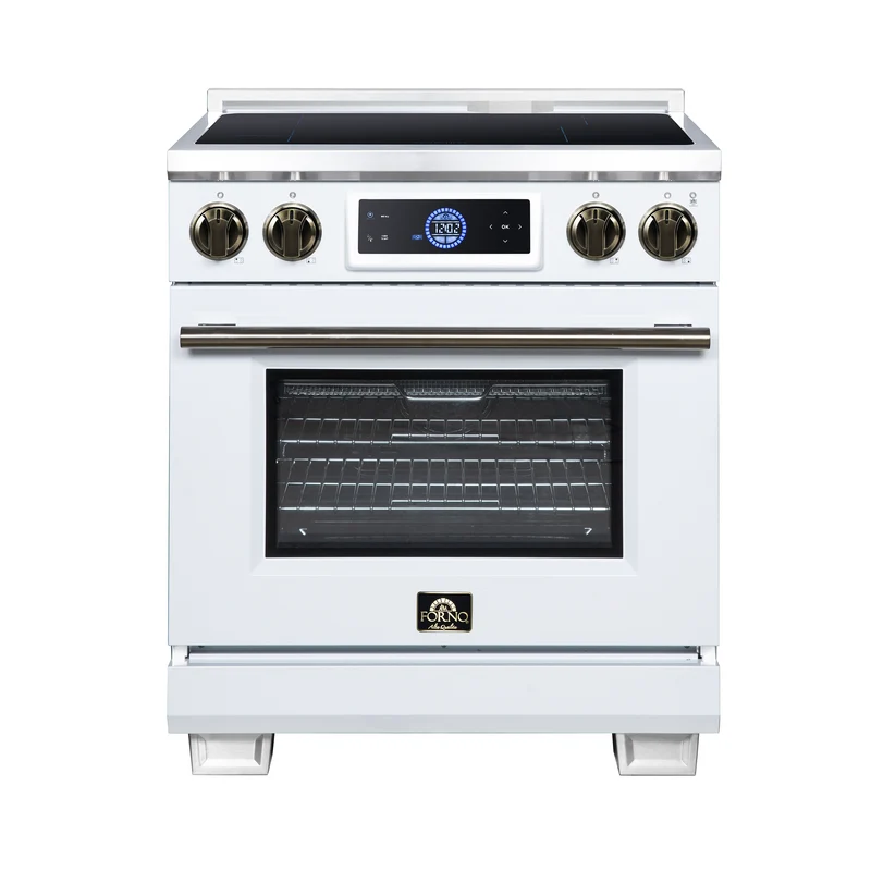 Maximus 30 Inch Induction Range, 8,800 Total Cooktop, 4.32 cf. True Convection Oven, Air Fryer, Air Sous Vide, White