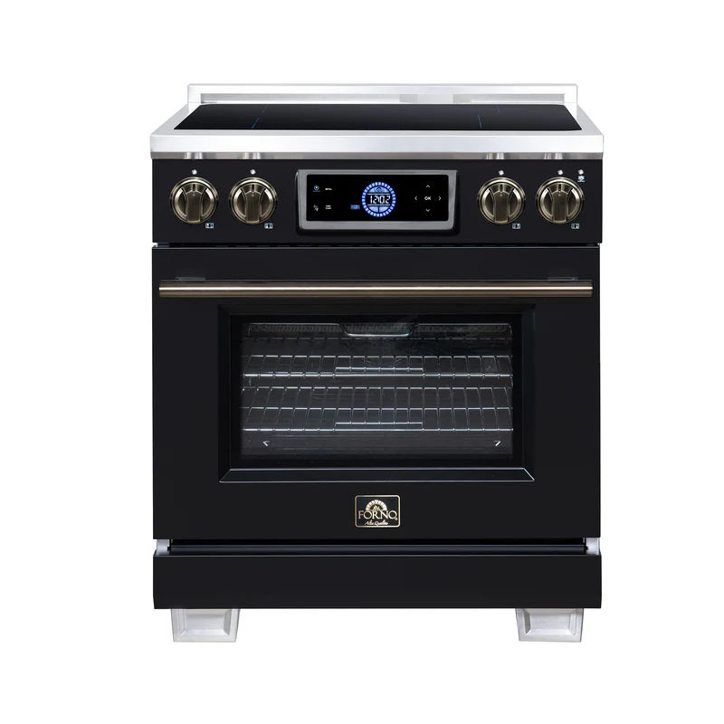 Maximus 30 Inch Induction Range, 8,800 Total Cooktop, 4.32 cf. True Convection Oven, Air Fryer, Air Sous Vide, Black