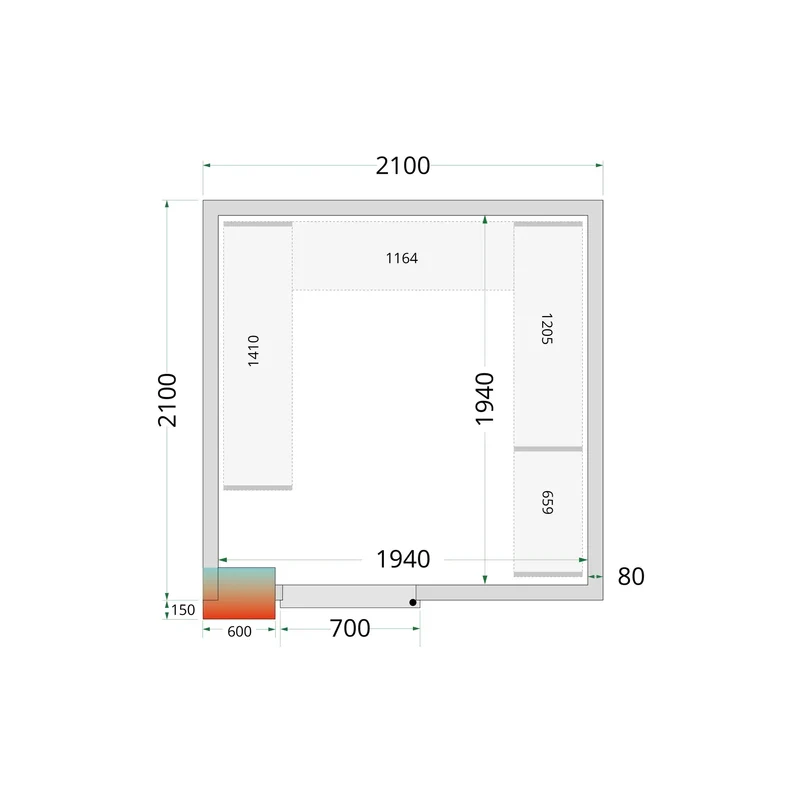 Panneaux de chambre froide 80 mm - TEFCOLD - CR-210X210X220-41838