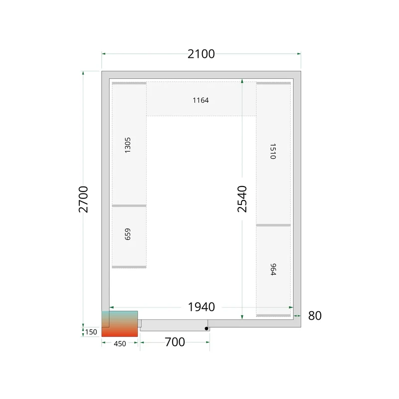 Panneaux de chambre froide 80 mm - TEFCOLD - CR-210X270X220-41839