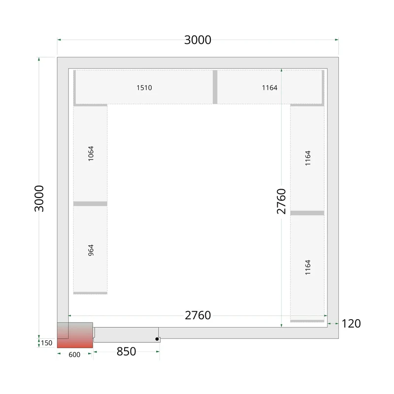 Panneaux de chambre froide 120 mm - CR-300X300X220-WD - TEFCOLD