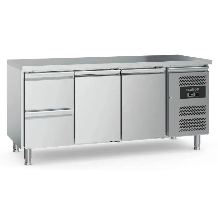 Table réfrigéré 700 avec 2 portes, 2 tiroirs et pieds réglables - 7950.5160 - Ecofrost