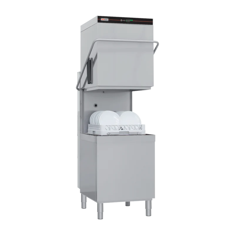Lave-vaisselle à capot revêtement simple avec pompe de vidange, panneau de commande en haut, 50x50 - 400 V | REDFOX - QQI 102 P/TOP