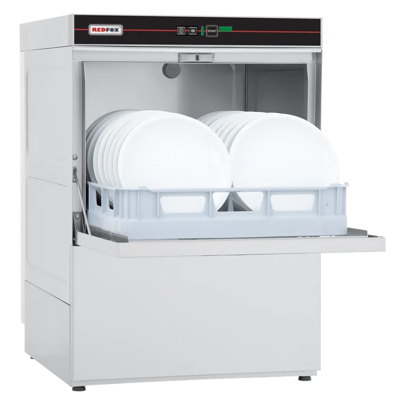 Lave-vaisselle frontal revêtement simple avec pompe de vidange 50x50 - 400 V | REDFOX - QQI 52 TP