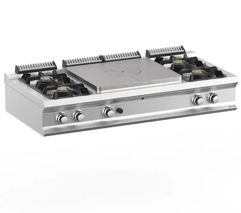 Plaque coup de feu professionnel a gaz avec fourneau 4 feux vif a poser domina pro 700 - TPG715T4XL - MBM
