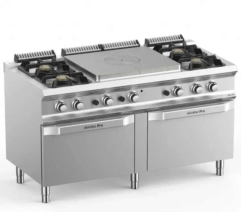 Plaque coup de feu professionnel a gaz avec fourneau 4 feux vif sur 2 four a gaz domina pro 700 - TPG7152FG4XL - MBM