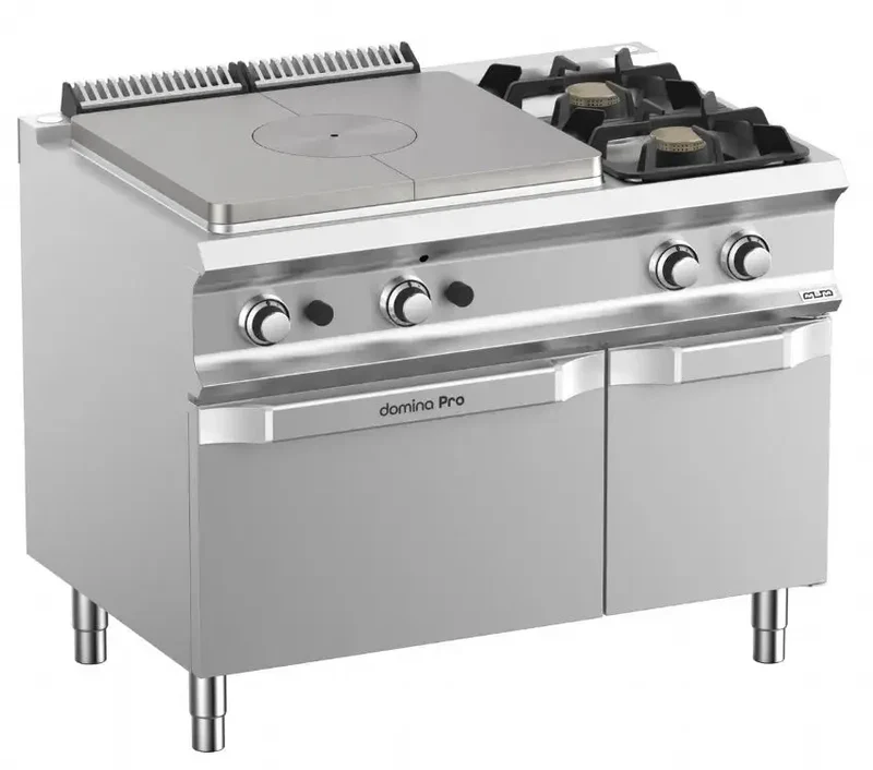 Plaque coup de feu professionnel a gaz avec fourneau 2 feux vif sur four a gaz domina pro 700 - TPG711FG2XL - MBM