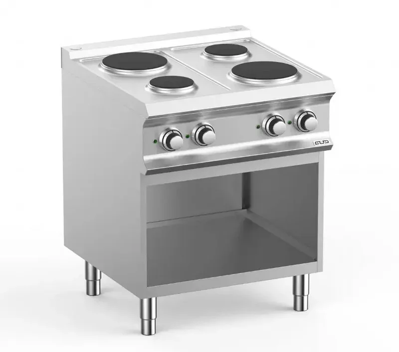 Fourneau professionnel electrique 4 plaque 2x1,5 kw et 2x2,6 kw sur sousbassment libre domina pro 700 - PR77A - MBM