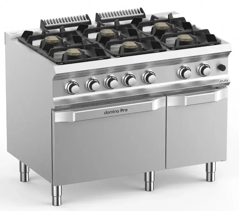 Fourneau professionnel a gaz 6 feux vif 7 kw sur four a gaz domina pro 700 - FB711AFGXL - MBM