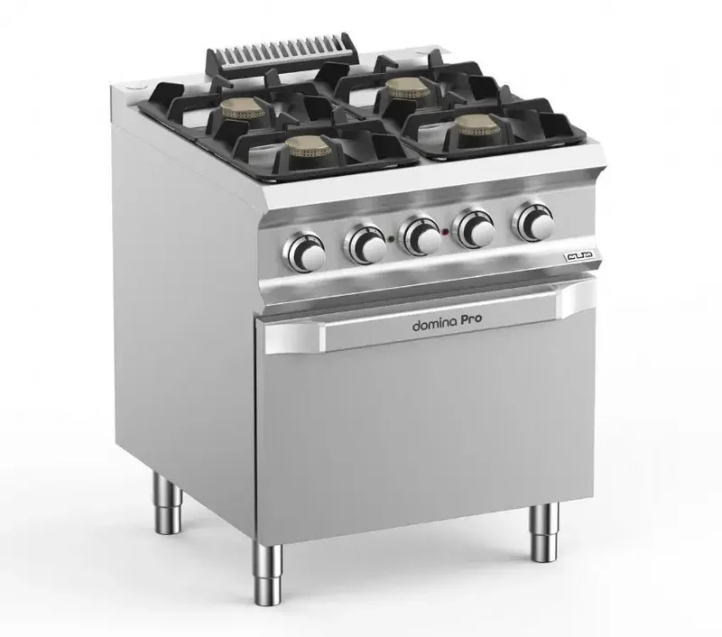 Fourneau professionnel a gaz 4 feux vif 7 kw sur four a electrique domina pro 700 - FB77FEXL - MBM