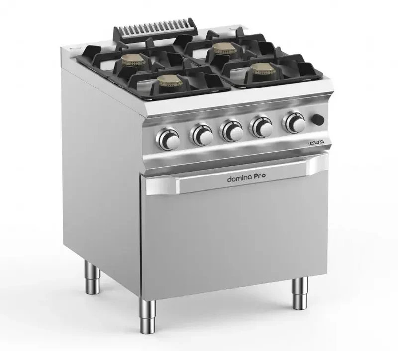 Fourneau professionnel a gaz 4 feux vif 5,5 kw sur sousbassment libre domina pro 700 - FB77FGXS - MBM