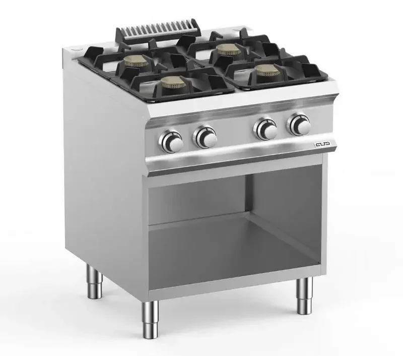 Fourneau professionnel a gaz 4 feux vif 55 kw sur sousbassment libre domina pro 700 - FB77AXS - MBM