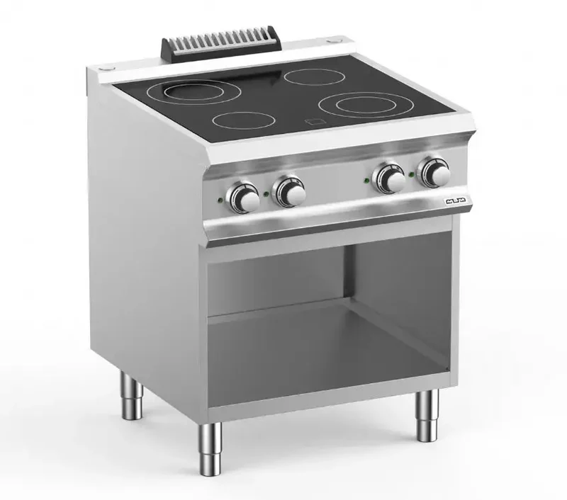 Fourneau professionnel electrique 4 plaque vitrocéramique sur soubassment libre domina pro 700 - VC77A - MBM