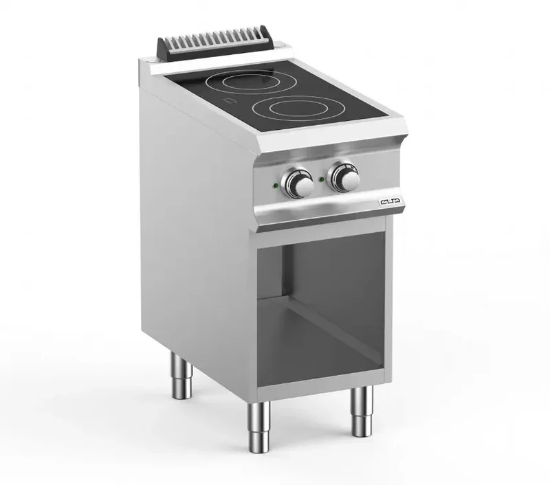 Fourneau professionnel electrique 2 plaque vitrocéramique sur soubassment libre domina pro 700 - VC74A - MBM