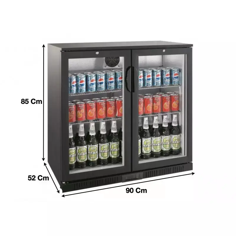 Arrière bar noir ventilé 2 portes battantes - LG198H - Cuistance