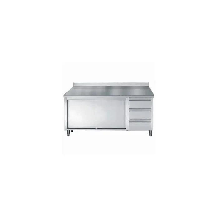 700 PLAN DE TRAVAIL PORTES COULISST TIROIRS BORD RELEVÉ 1600 - 7452.0926 - Combisteel