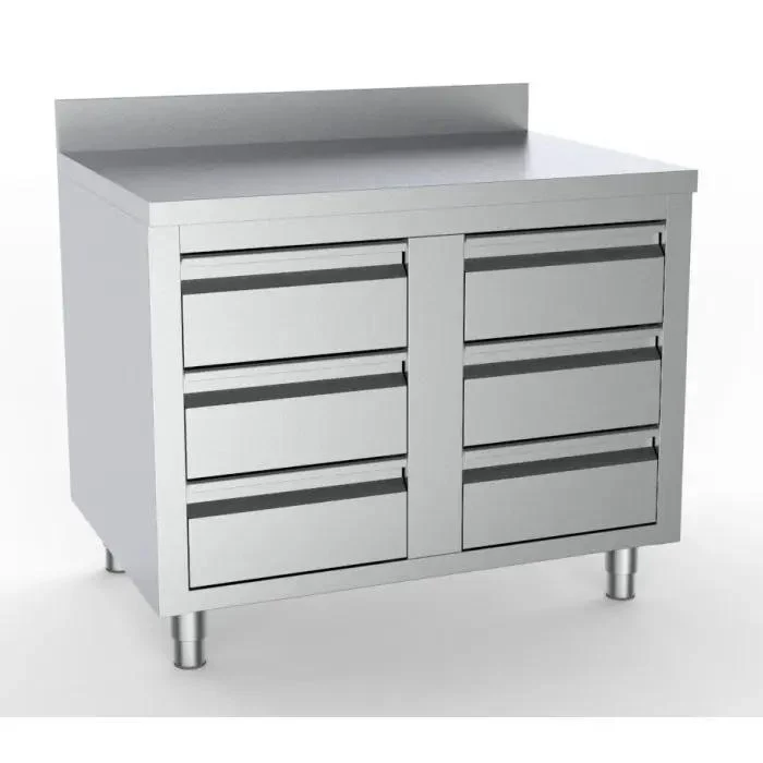 700 TABLE DE TRAVAIL AVEC 6 TIROIRS AVEC BORD RELEVÉ 1000 - 7333.0286 - Combisteel