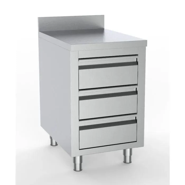 700 TABLE DE TRAVAIL AVEC 3 TIROIRS AVEC BORD RELEVÉ 500 - 7333.0282 - Combisteel