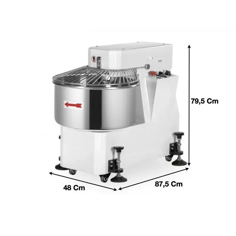 Pétrin à spirale avec tête fixe 1 vitesse 40 L