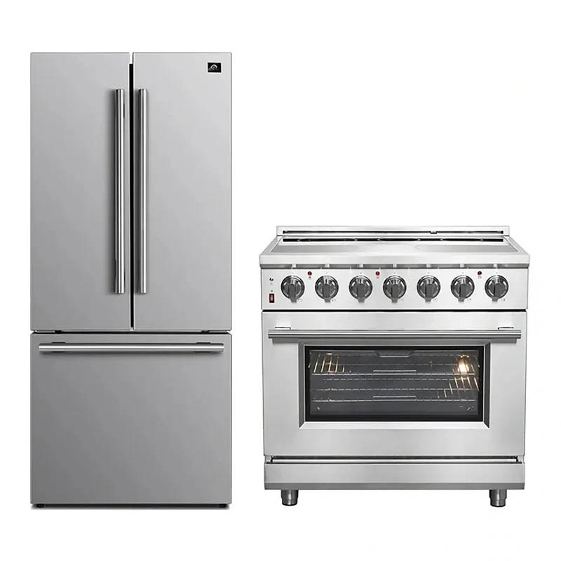 FORNO 2-Piece SS Kitchen Bundle - 36" Electric Range and 31" Bottom Freezer Refrigerator