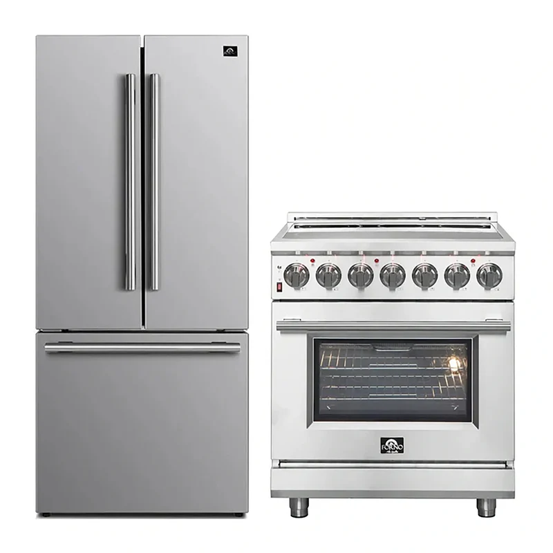 FORNO 2-Piece SS Kitchen Bundle - 30" Electric Range and 31" Bottom Freezer Refrigerator