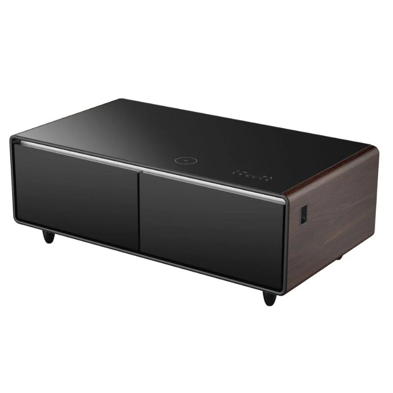 Forno Evoluto Tavolo 51-Inch Smart Coffee Table with Wood-Accent Sides – Dual Cooling Zones, Wireless Charging Pad & Built-In Bluetooth Speakers