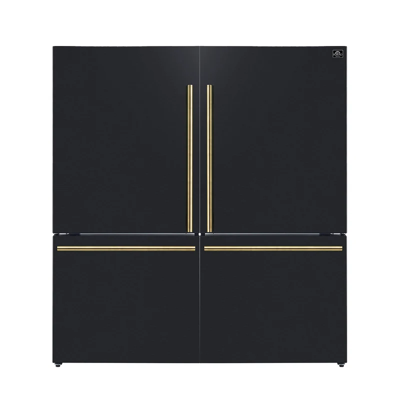 Forno Milano 2-Piece 62-Inch Freestanding Dual Bottom Freezer Refrigerator in Black – 34.4 cu.ft, Touch Control, Ice Maker
