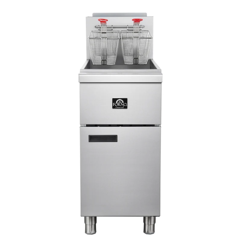 Forno Commerciale Natural Gas Deep Fryer, 4 Burners 120,000 BTU, 50 lbs Oil Capacity