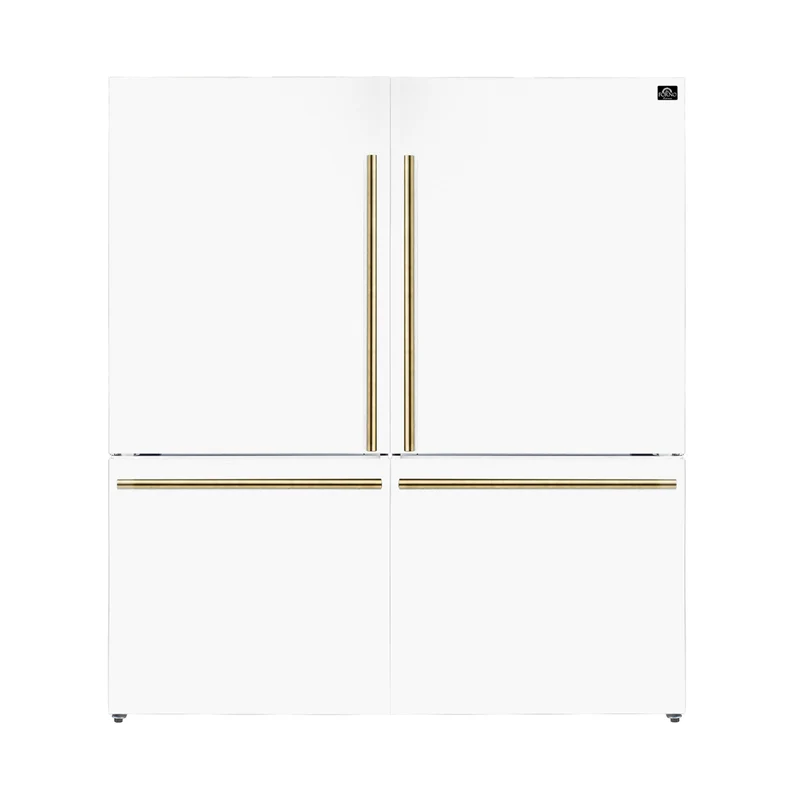 Forno Milano 2-Piece 62-Inch Freestanding Dual Bottom Freezer Refrigerator, White – 34.4 cu.ft, Touch Control, Ice Maker