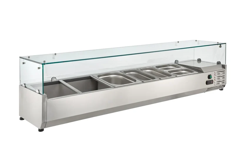 Vitrine réfrigérée ECO 5x GN 1/3 + 1x GN 1/2 avec rehausse en verre